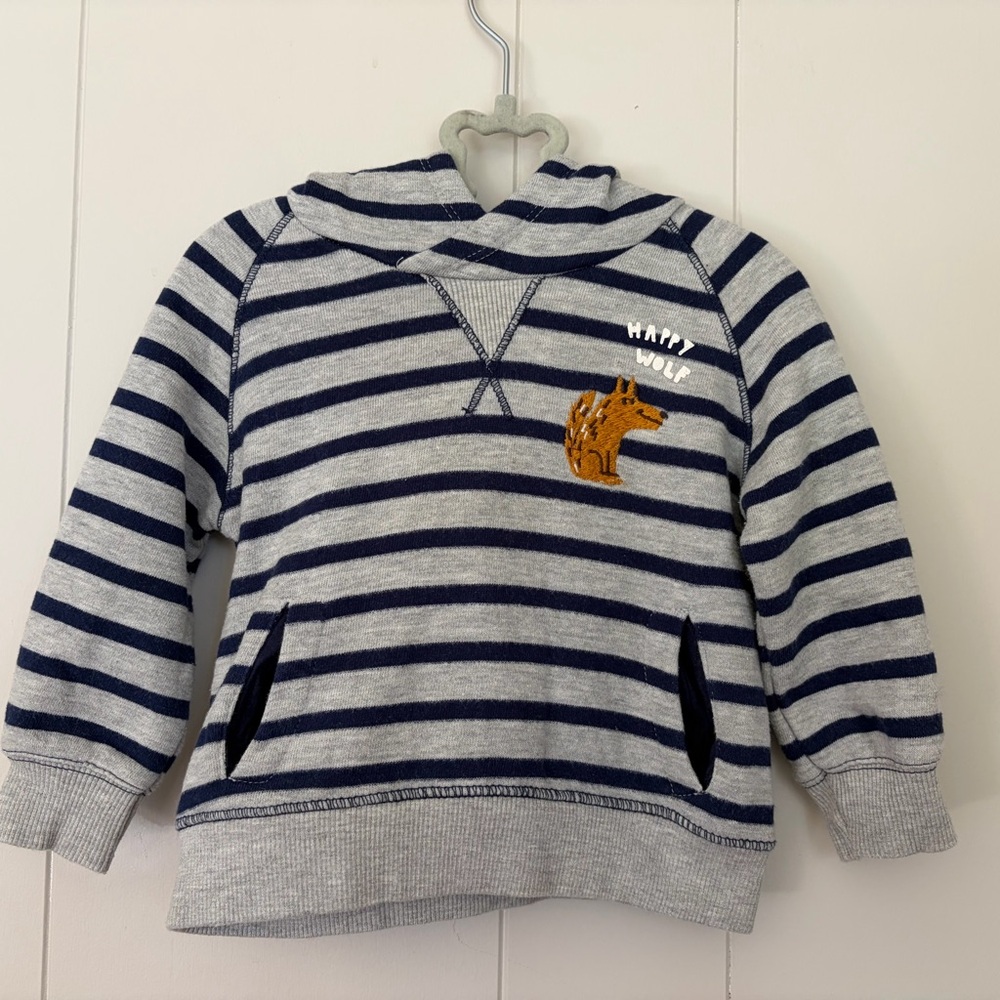 Zara Navy and Gray Striped Kids Hoodie